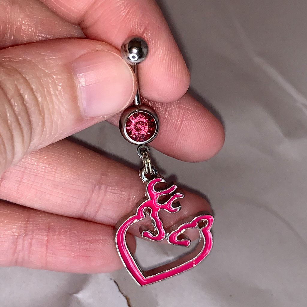 Hot Pink Buck And Doe Browning Dangle Belly Rings